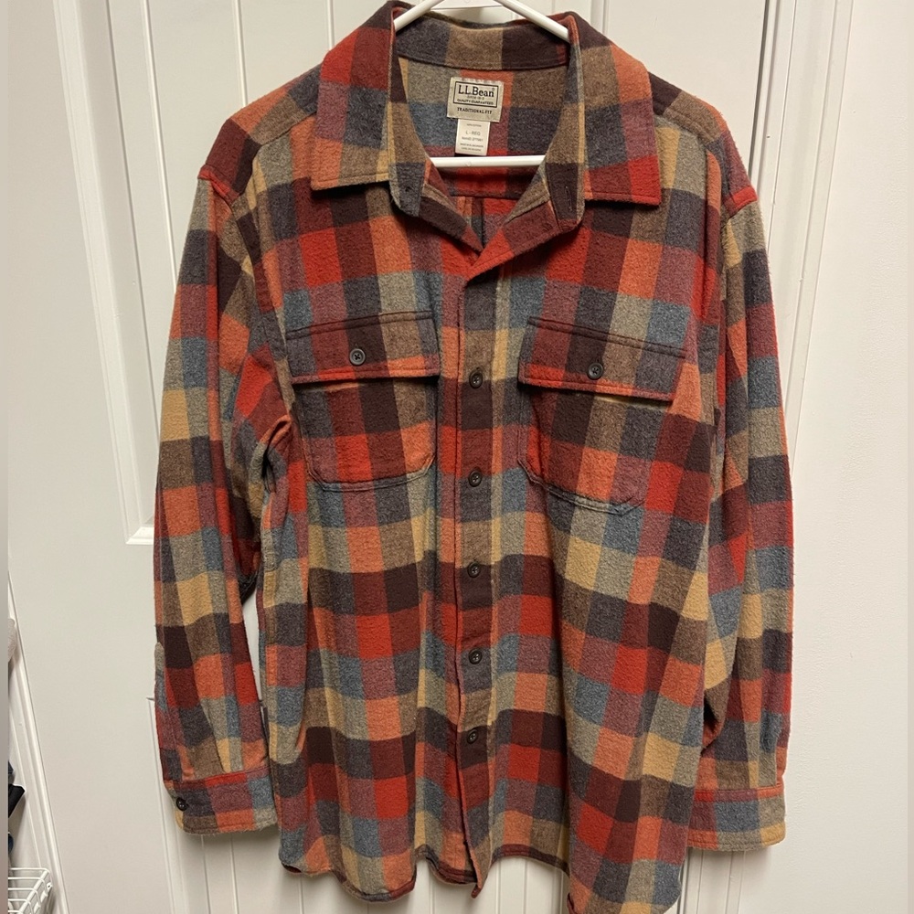 L.L. Bean Men’s Multicolor Plaid Flannel Shirt - Size L